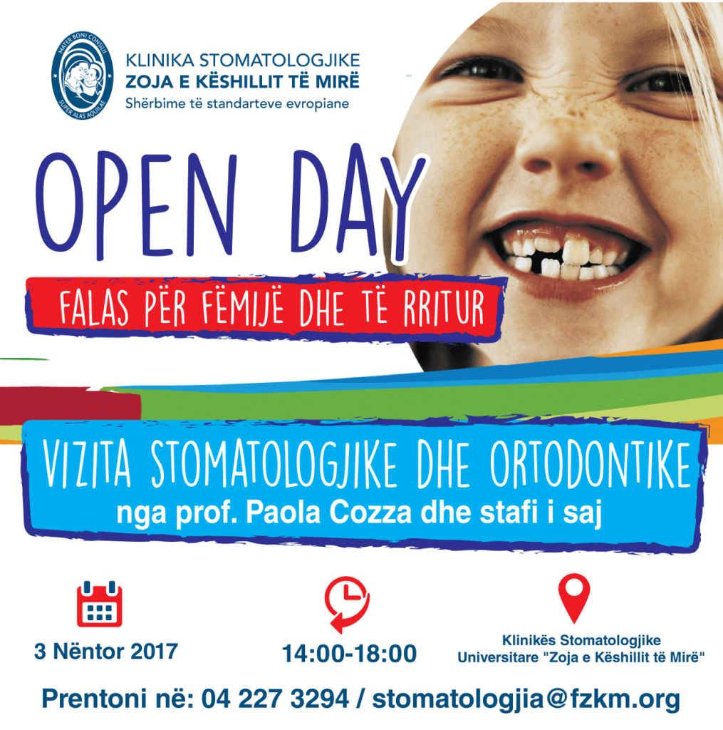 Open Day, vizita stomatologjike falas dhe vizita ortodontike falas per femij dhe adult.