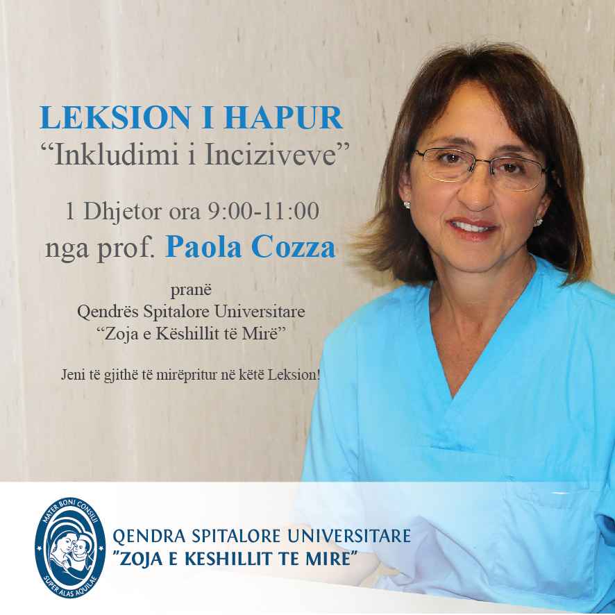Leksion i Hapur (gratis) nga prof. Paola Cozza prane Qendres Spitalore Universitare “Zoja e Keshillit te Mire”